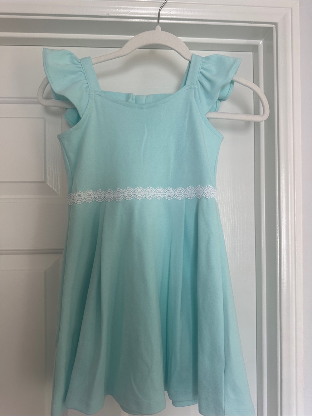 Janie and Jack Girls Light Aqua Ruffle Sleeve Dress